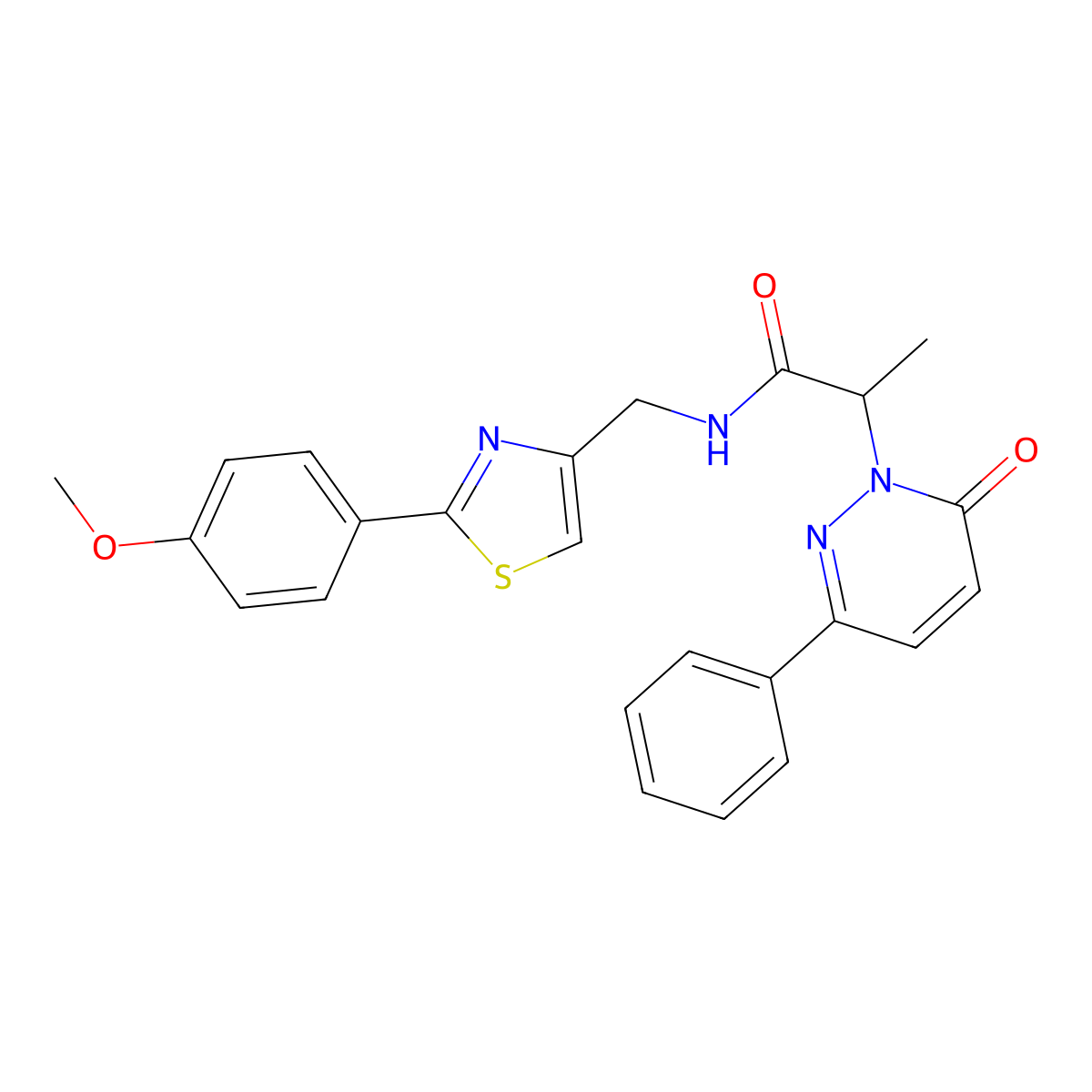 N-((2-(4-methoxyphenyl)thiazol-4-yl)methyl)-2-(6-oxo-3-phenylpyridazin-1(6H)-yl)propanamide molecular structure, CAS 1219902-83-6