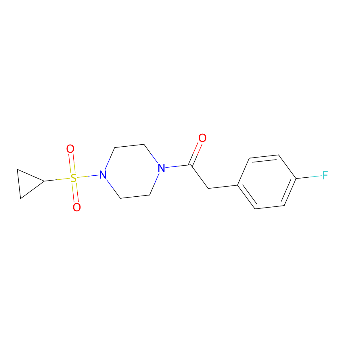 1-(4-(Cyclopropylsulfonyl)piperazin-1-yl)-2-(4-fluorophenyl)ethanone molecular structure, CAS 1219902-86-9