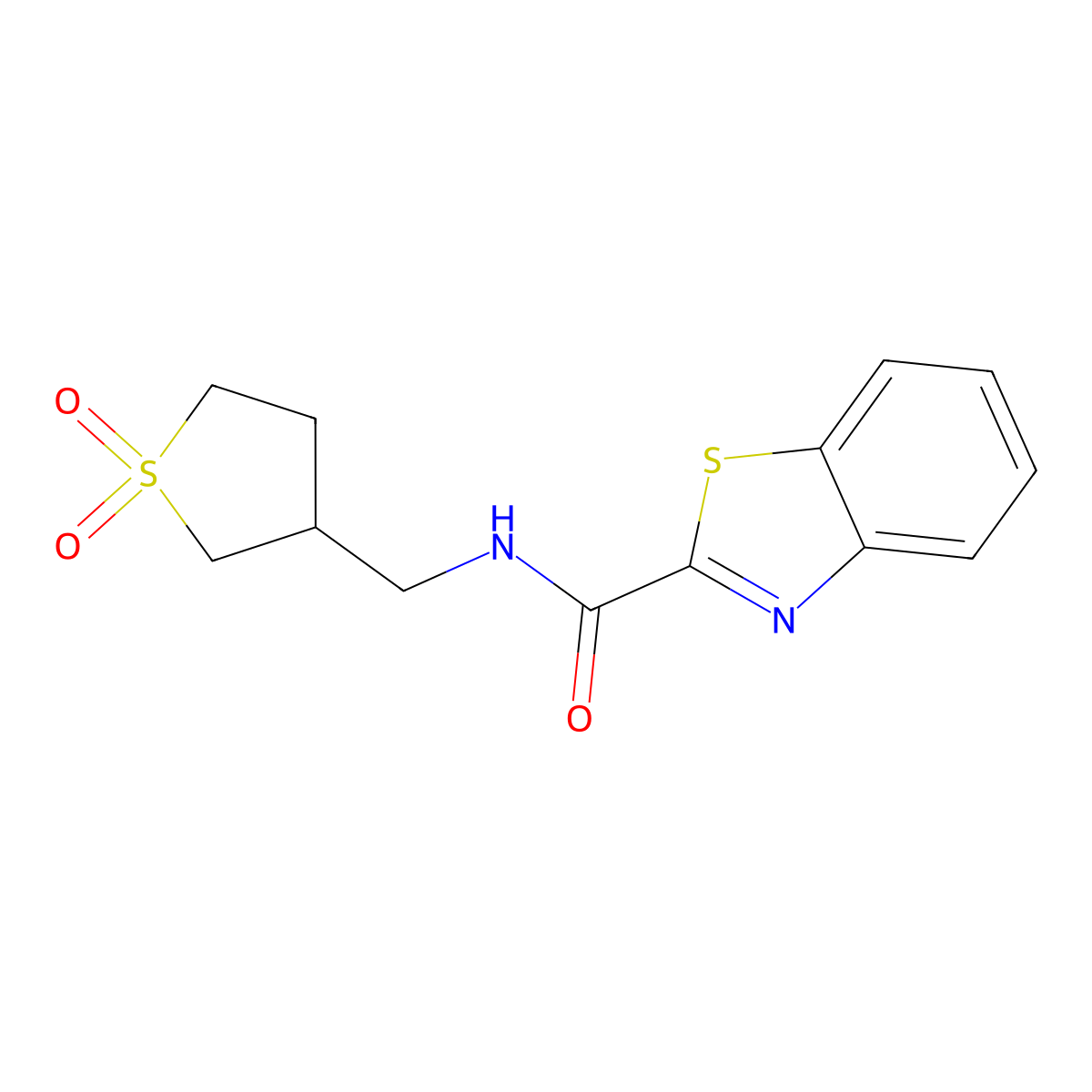 N-((1,1-dioxidotetrahydrothiophen-3-yl)methyl)benzo[d]thiazole-2-carboxamide molecular structure, CAS 1219903-05-5