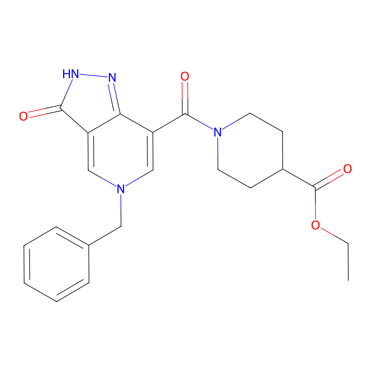 ethyl 1-(5-benzyl-3-oxo-3,5-dihydro-2H-pyrazolo[4,3-c]pyridine-7-carbonyl)piperidine-4-carboxylate molecular structure, CAS 1219903-11-3