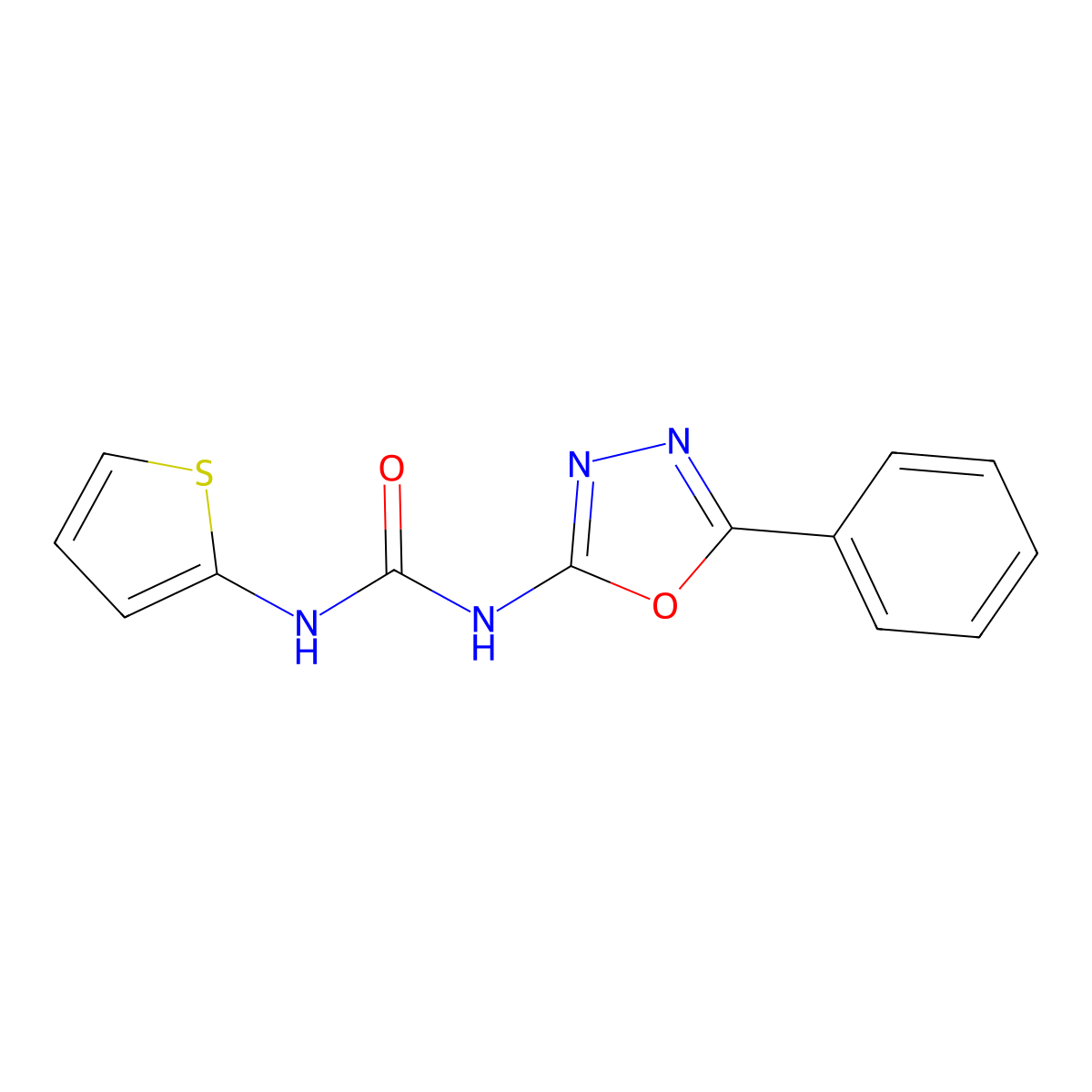 1-(5-Phenyl-1,3,4-oxadiazol-2-yl)-3-(thiophen-2-yl)urea molecular structure, CAS 1219903-12-4