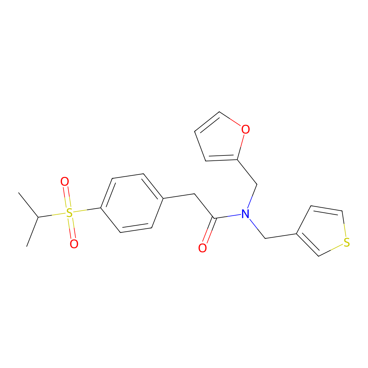 N-(furan-2-ylmethyl)-2-(4-(isopropylsulfonyl)phenyl)-N-(thiophen-3-ylmethyl)acetamide molecular structure, CAS 1219903-13-5