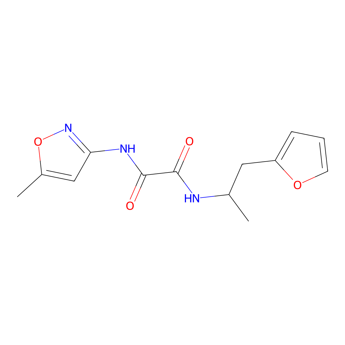 N1-(1-(furan-2-yl)propan-2-yl)-N2-(5-methylisoxazol-3-yl)oxalamide molecular structure, CAS 1219903-18-0