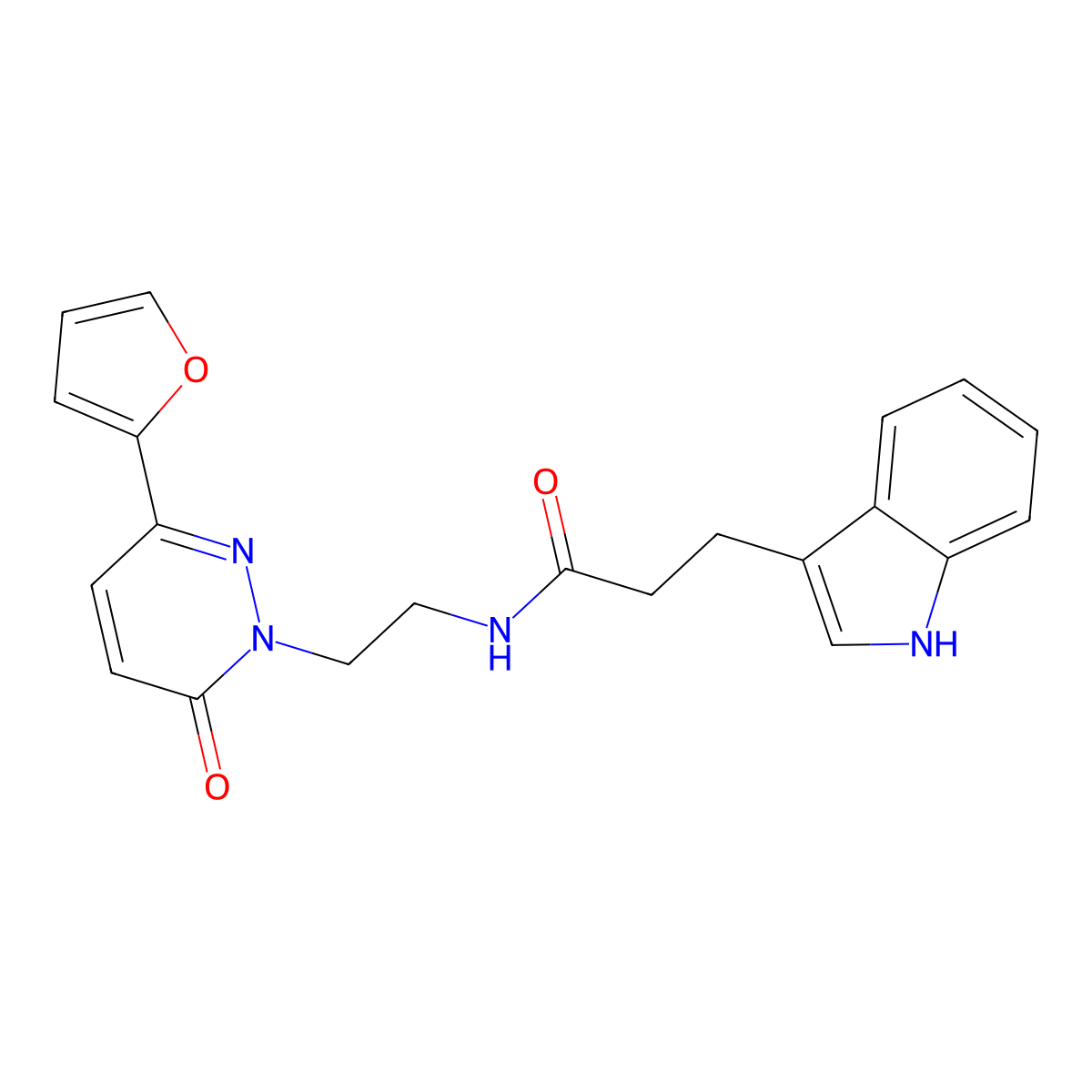 N-(2-(3-(furan-2-yl)-6-oxopyridazin-1(6H)-yl)ethyl)-3-(1H-indol-3-yl)propanamide molecular structure, CAS 1219903-19-1