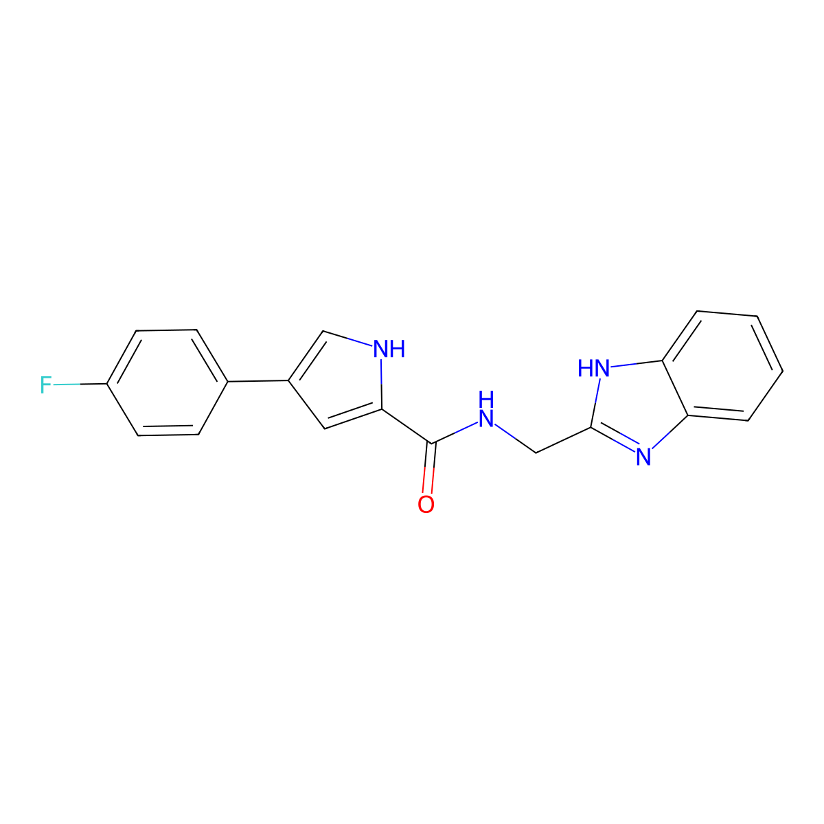 N-((1H-benzo[d]imidazol-2-yl)methyl)-4-(4-fluorophenyl)-1H-pyrrole-2-carboxamide molecular structure, CAS 1219903-22-6