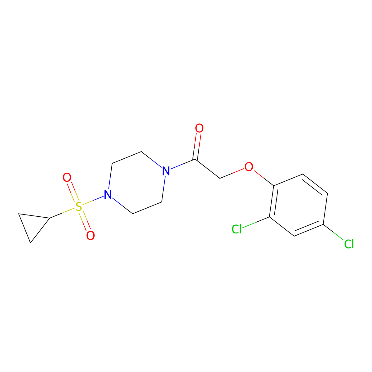 1-(4-(Cyclopropylsulfonyl)piperazin-1-yl)-2-(2,4-dichlorophenoxy)ethanone molecular structure, CAS 1219903-23-7