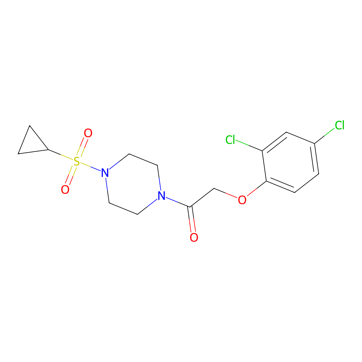 1-(4-(Cyclopropylsulfonyl)piperazin-1-yl)-2-(2,4-dichlorophenoxy)ethanone molecular structure, CAS 1219903-23-7