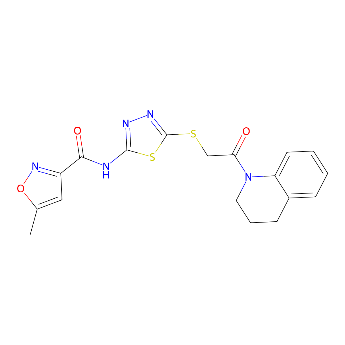 N-(5-((2-(3,4-dihydroquinolin-1(2H)-yl)-2-oxoethyl)thio)-1,3,4-thiadiazol-2-yl)-5-methylisoxazole-3-carboxamide molecular structure, CAS 1219903-29-3