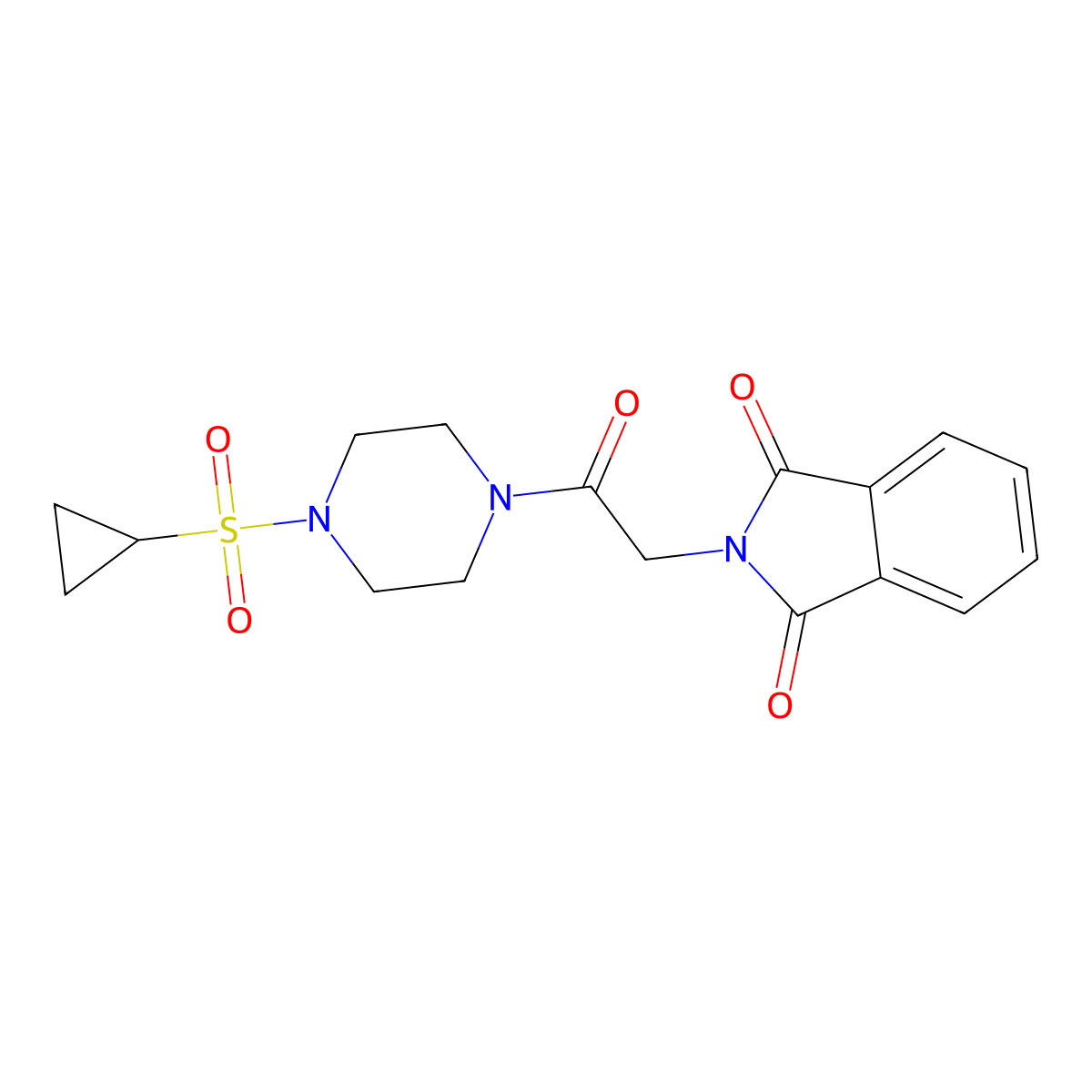2-(2-(4-(Cyclopropylsulfonyl)piperazin-1-yl)-2-oxoethyl)isoindoline-1,3-dione molecular structure, CAS 1219903-30-6