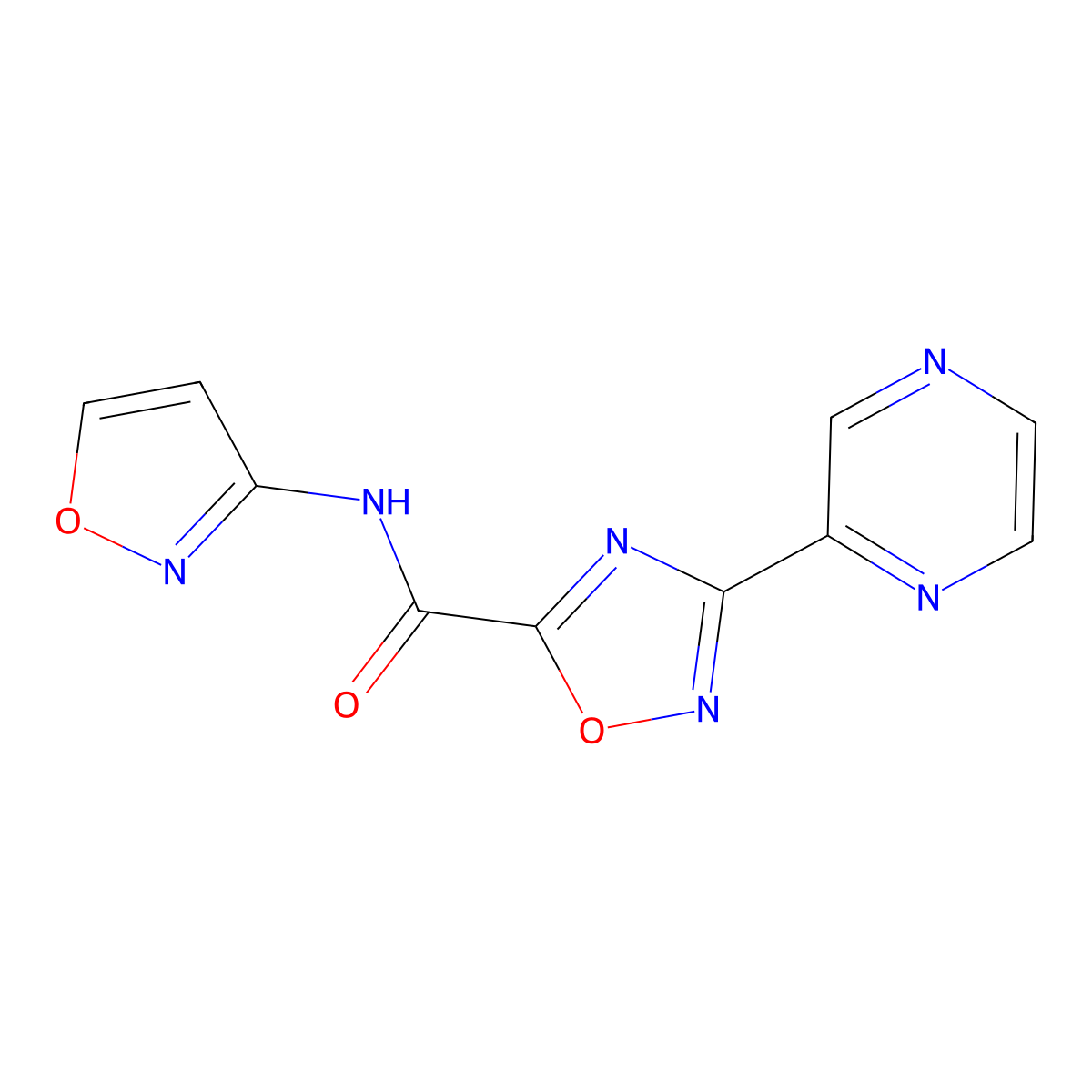 N-(isoxazol-3-yl)-3-(pyrazin-2-yl)-1,2,4-oxadiazole-5-carboxamide molecular structure, CAS 1219903-31-7