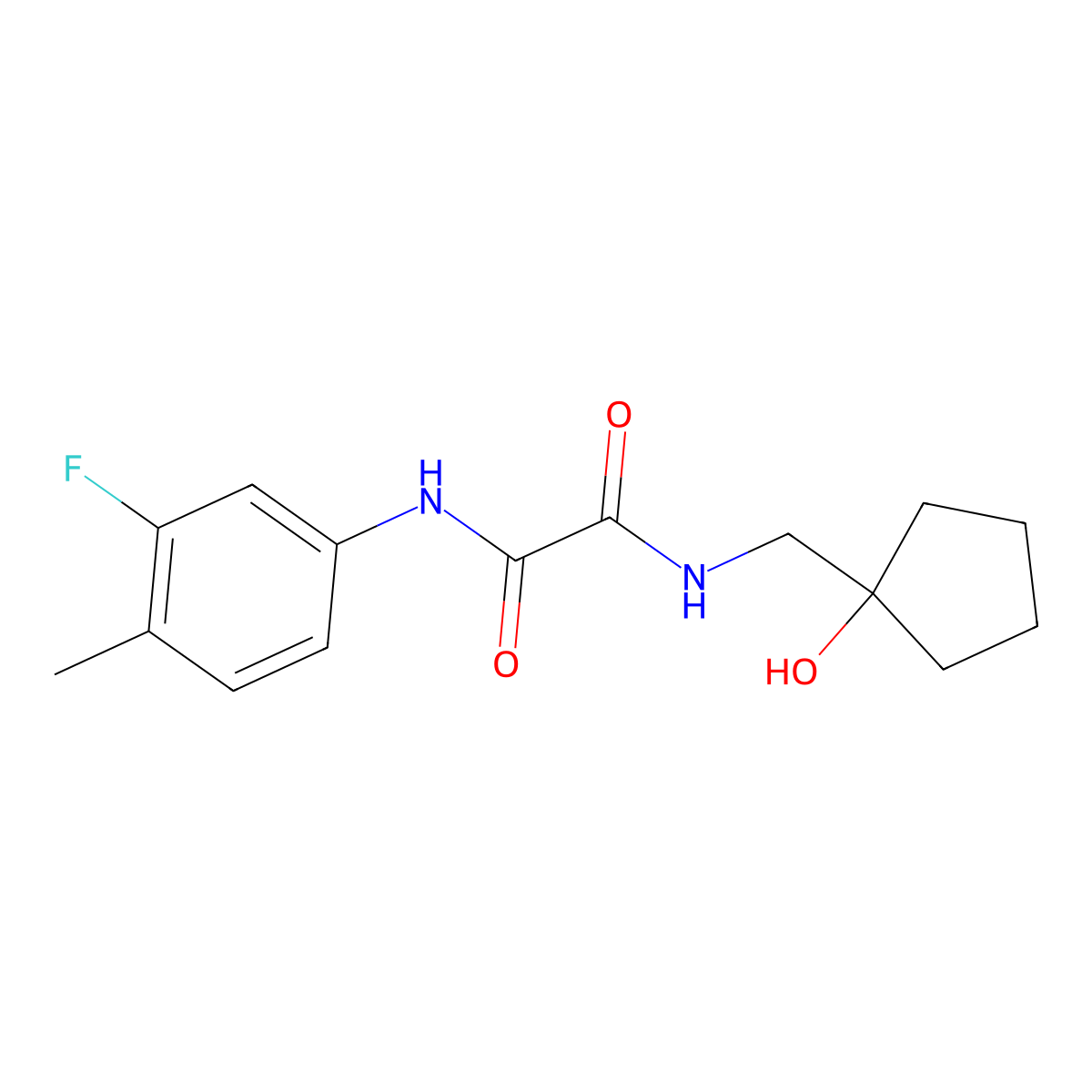 N1-(3-fluoro-4-methylphenyl)-N2-((1-hydroxycyclopentyl)methyl)oxalamide molecular structure, CAS 1219903-35-1