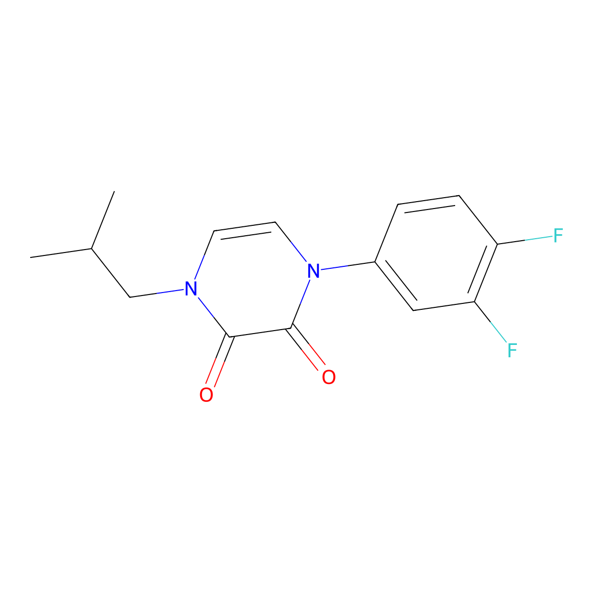 1-(3,4-difluorophenyl)-4-isobutylpyrazine-2,3(1H,4H)-dione molecular structure, CAS 1219903-45-3