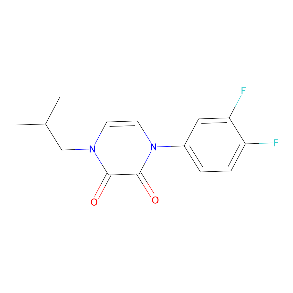 1-(3,4-difluorophenyl)-4-isobutylpyrazine-2,3(1H,4H)-dione molecular structure, CAS 1219903-45-3
