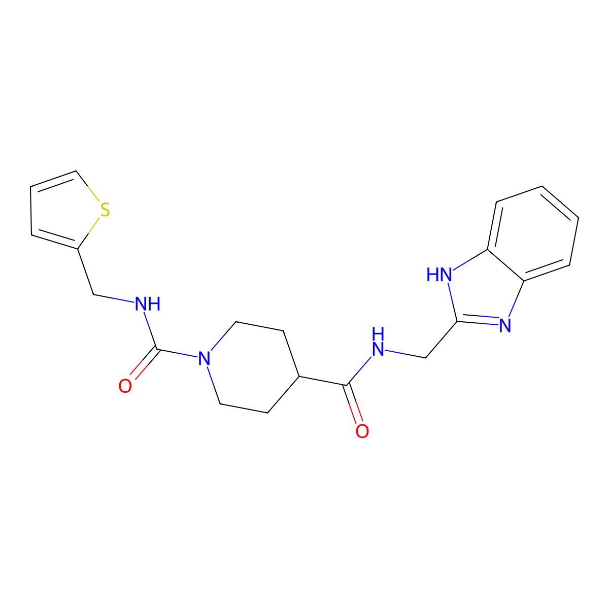 N4-((1H-benzo[d]imidazol-2-yl)methyl)-N1-(thiophen-2-ylmethyl)piperidine-1,4-dicarboxamide molecular structure, CAS 1219903-52-2