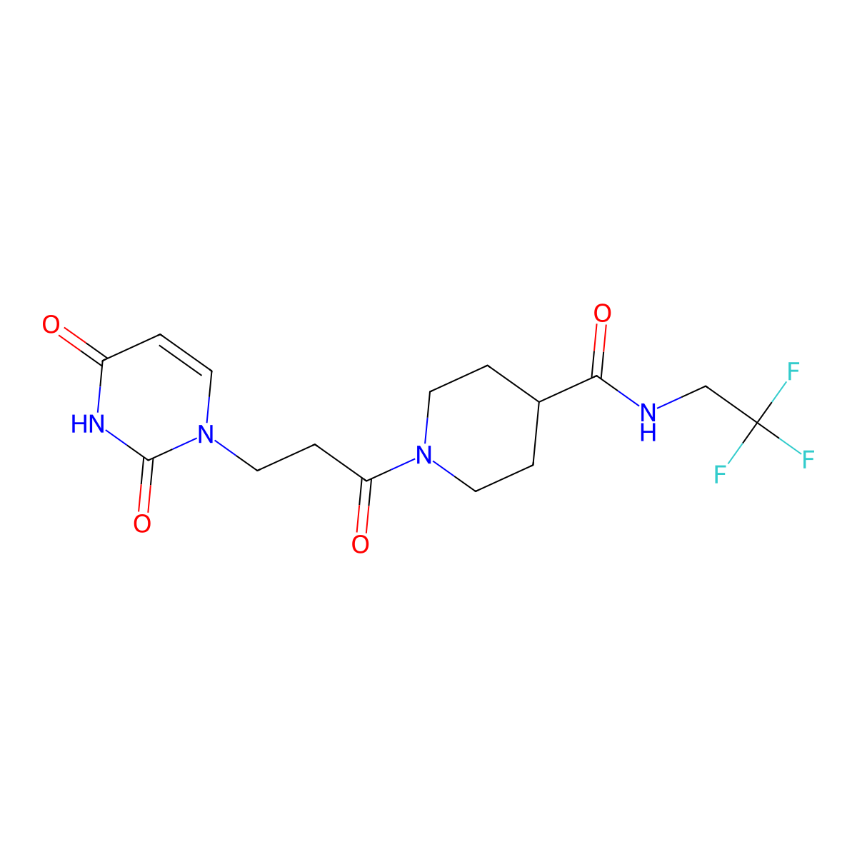 1-(3-(2,4-dioxo-3,4-dihydropyrimidin-1(2H)-yl)propanoyl)-N-(2,2,2-trifluoroethyl)piperidine-4-carboxamide molecular structure, CAS 1219903-56-6