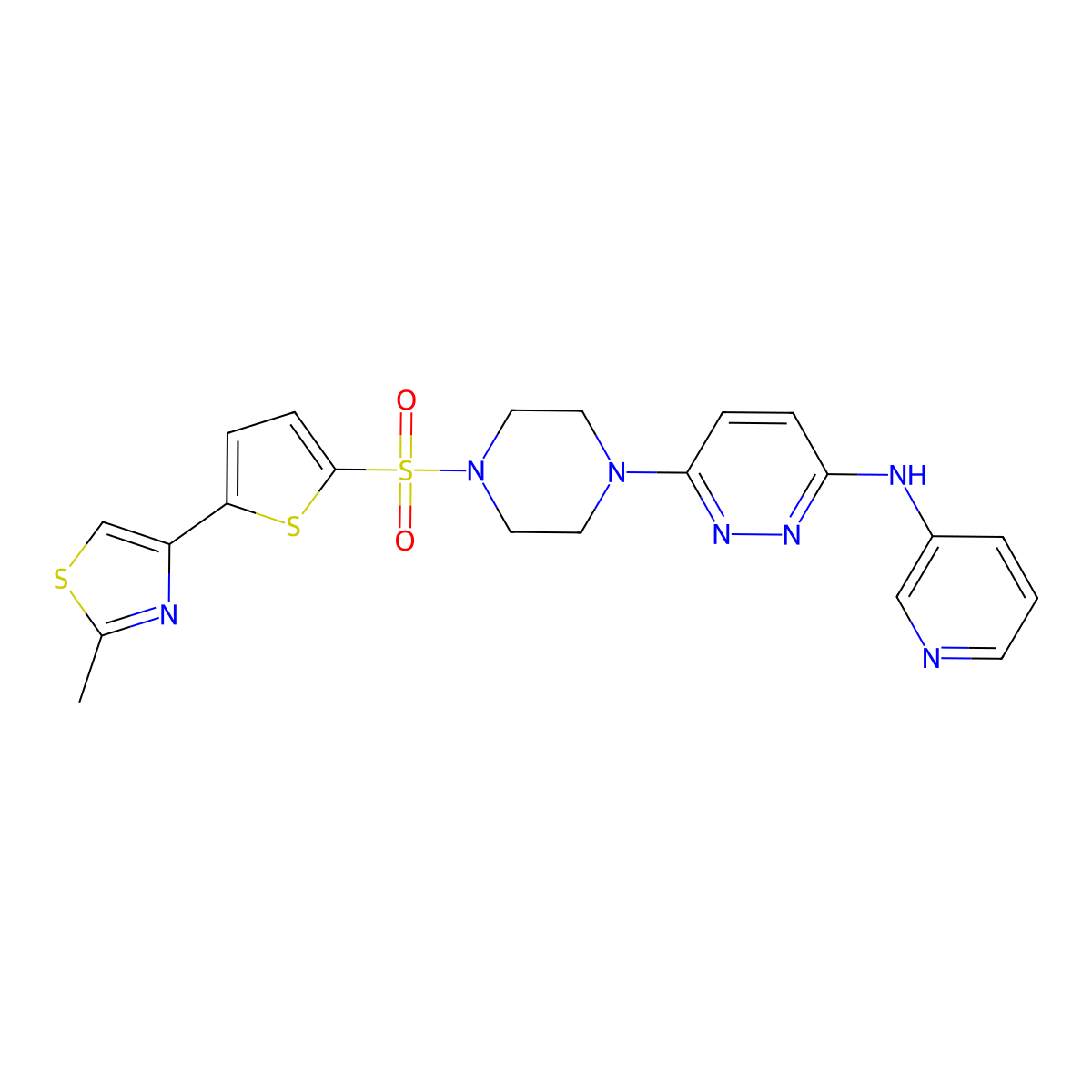 6-(4-((5-(2-methylthiazol-4-yl)thiophen-2-yl)sulfonyl)piperazin-1-yl)-N-(pyridin-3-yl)pyridazin-3-amine molecular structure, CAS 1219903-58-8