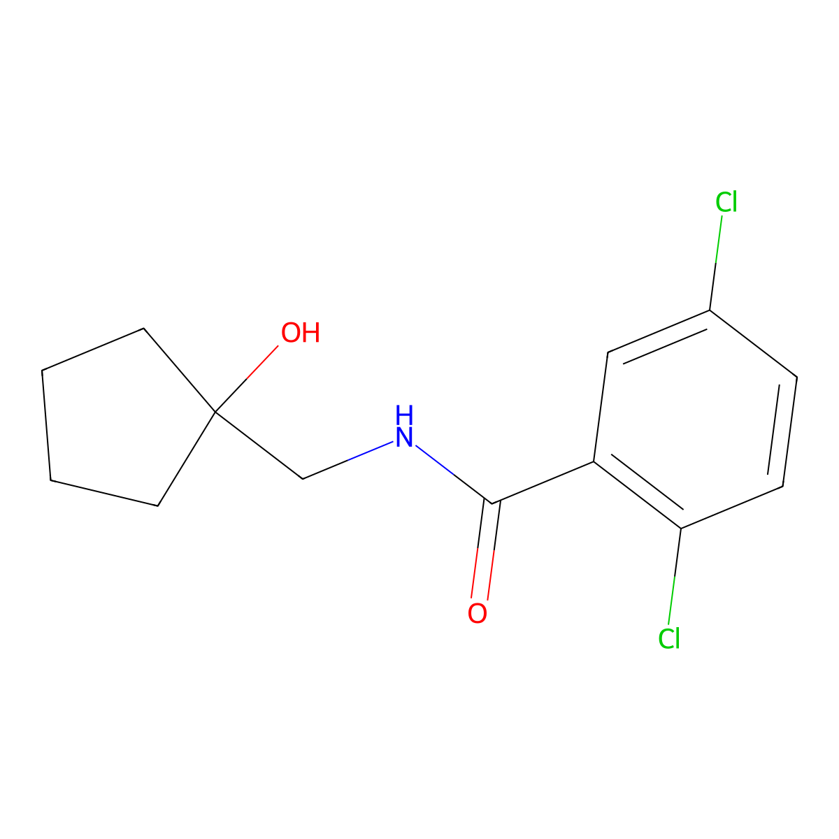 2,5-dichloro-N-((1-hydroxycyclopentyl)methyl)benzamide molecular structure, CAS 1219903-59-9