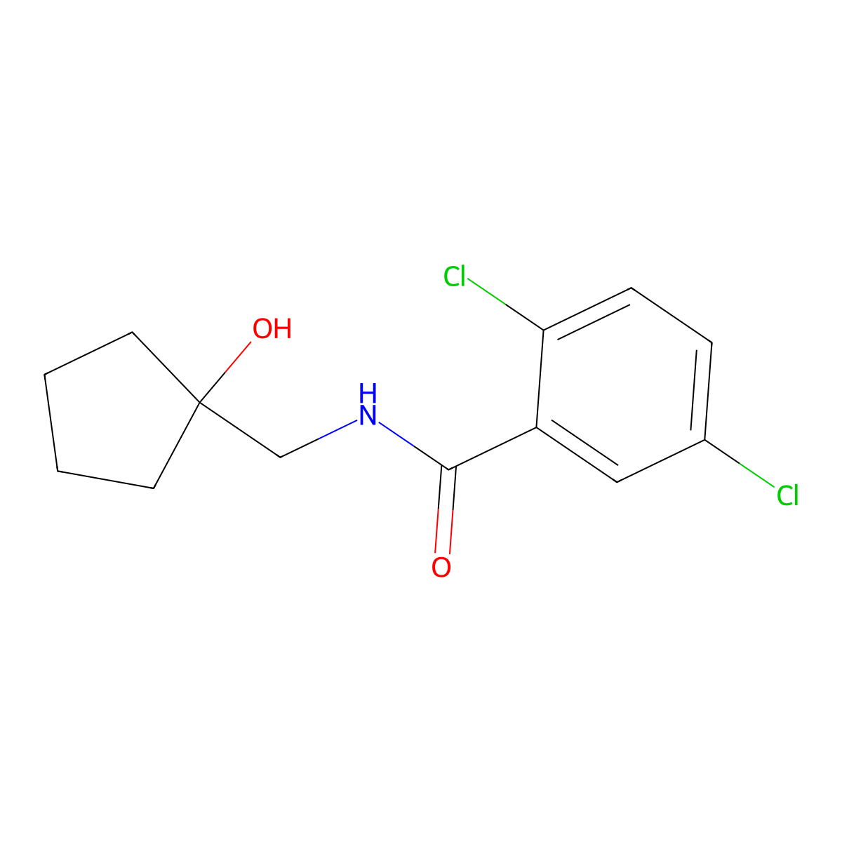 2,5-dichloro-N-((1-hydroxycyclopentyl)methyl)benzamide molecular structure, CAS 1219903-59-9