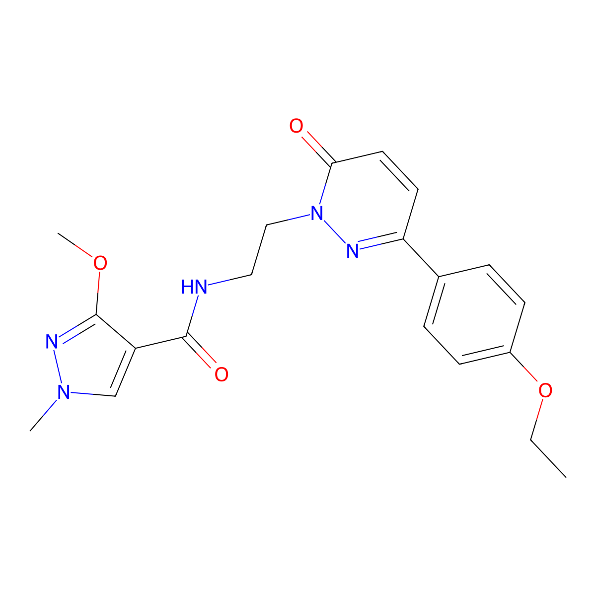 N-(2-(3-(4-ethoxyphenyl)-6-oxopyridazin-1(6H)-yl)ethyl)-3-methoxy-1-methyl-1H-pyrazole-4-carboxamide molecular structure, CAS 1219903-67-9