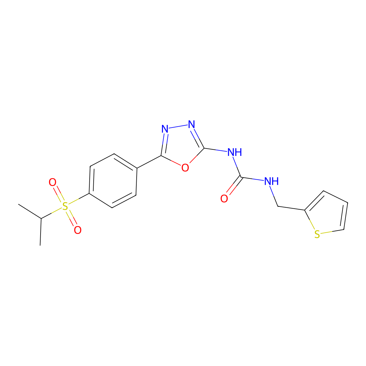 1-(5-(4-(Isopropylsulfonyl)phenyl)-1,3,4-oxadiazol-2-yl)-3-(thiophen-2-ylmethyl)urea molecular structure, CAS 1219903-71-5