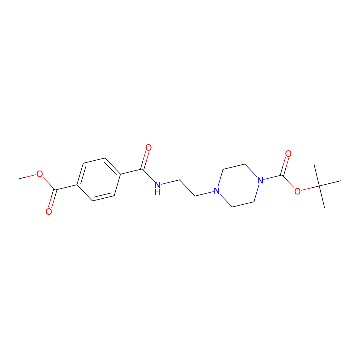 Tert-butyl 4-(2-(4-(methoxycarbonyl)benzamido)ethyl)piperazine-1-carboxylate molecular structure, CAS 1219903-72-6
