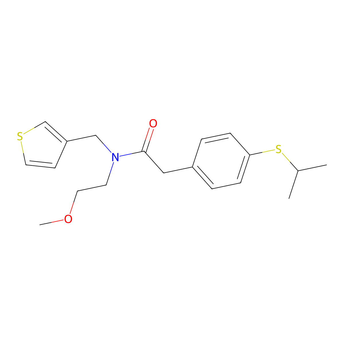 2-(4-(isopropylthio)phenyl)-N-(2-methoxyethyl)-N-(thiophen-3-ylmethyl)acetamide molecular structure, CAS 1219903-73-7