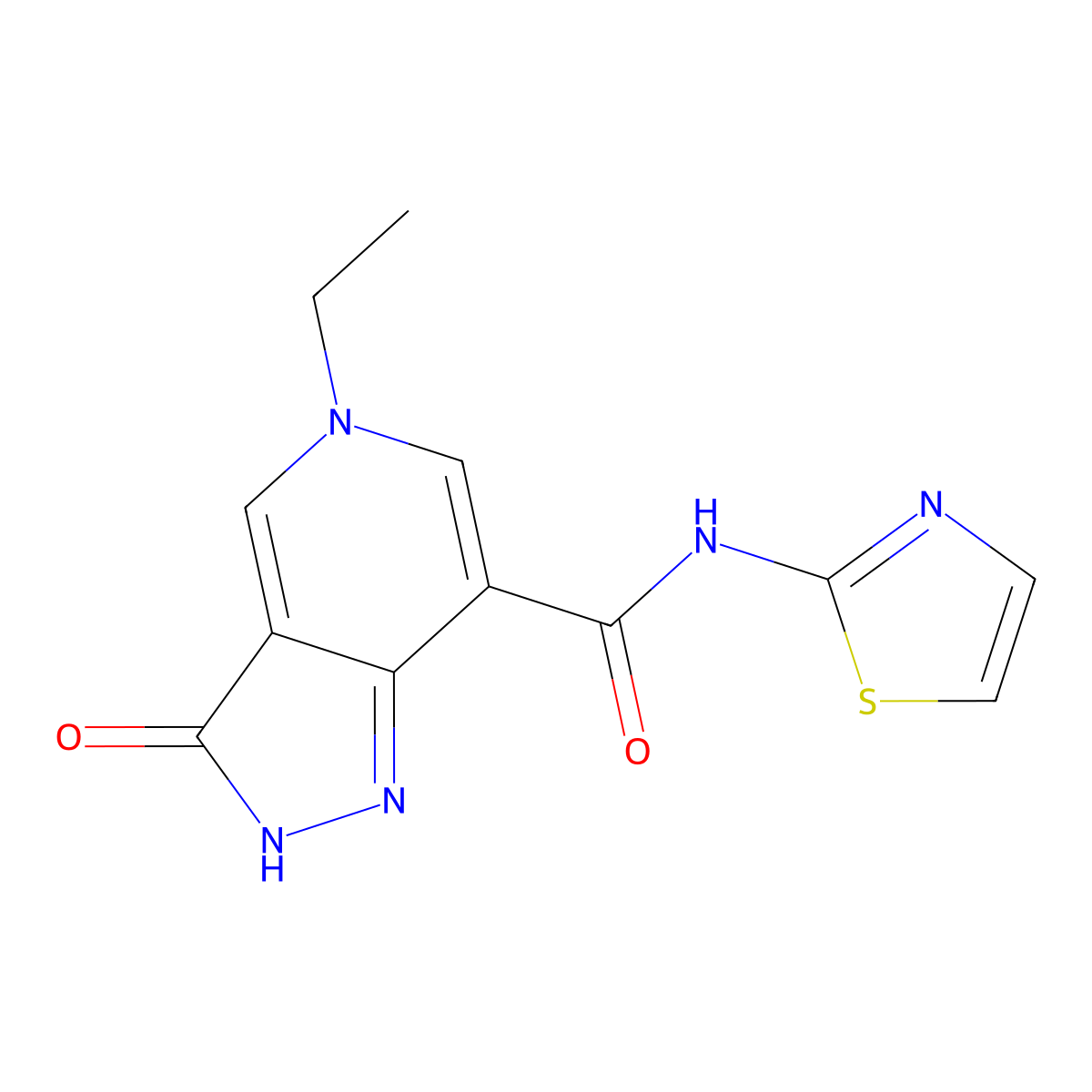 5-ethyl-3-oxo-N-(thiazol-2-yl)-3,5-dihydro-2H-pyrazolo[4,3-c]pyridine-7-carboxamide molecular structure, CAS 1219903-74-8