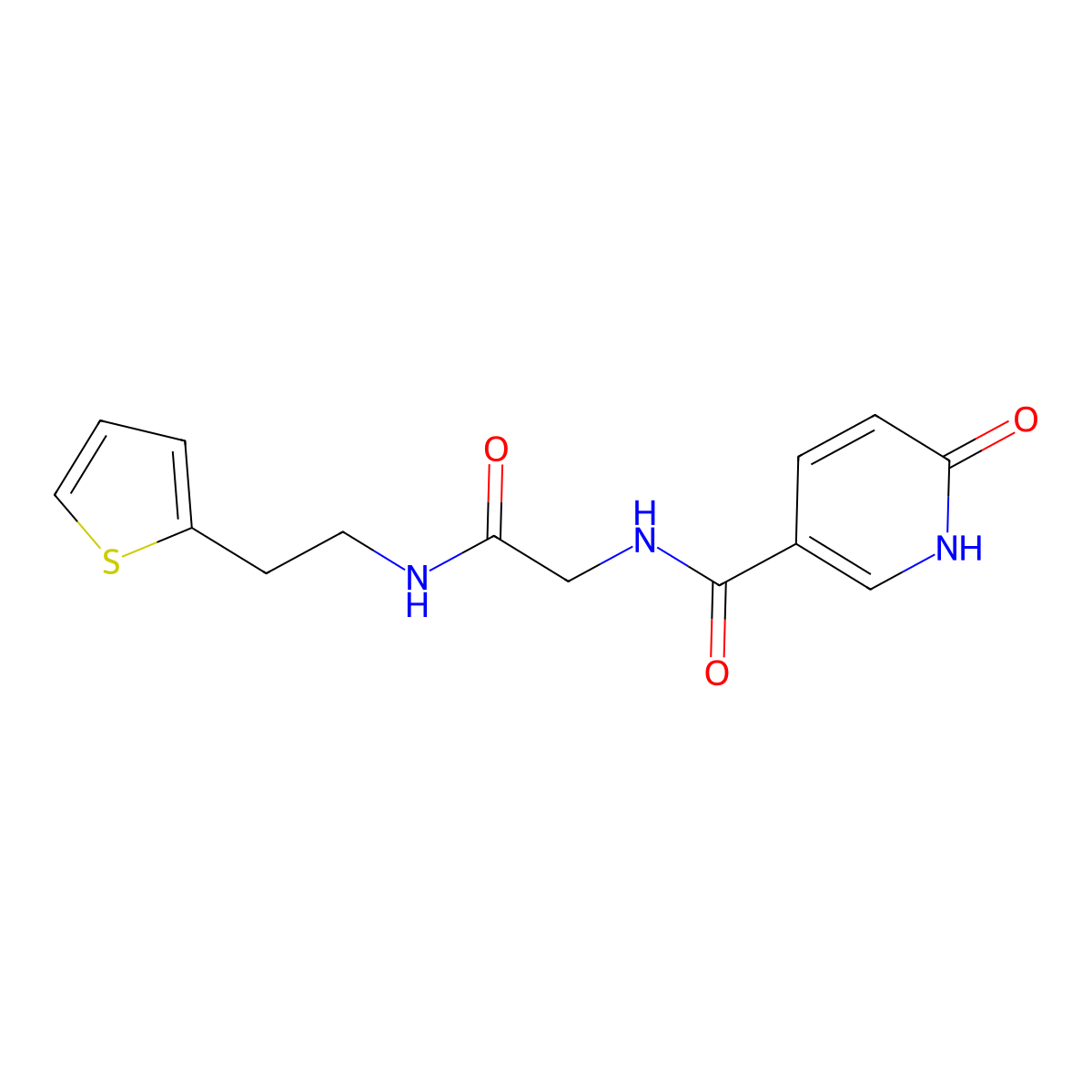 6-oxo-N-(2-oxo-2-((2-(thiophen-2-yl)ethyl)amino)ethyl)-1,6-dihydropyridine-3-carboxamide molecular structure, CAS 1219903-82-8