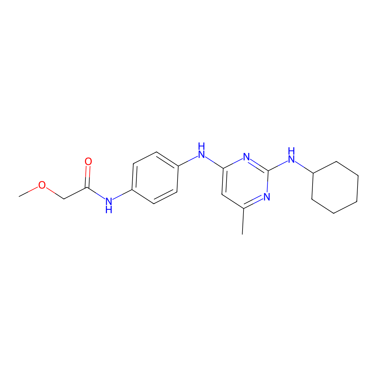 N-(4-{[2-(cyclohexylamino)-6-methylpyrimidin-4-yl]amino}phenyl)-2-methoxyacetamide molecular structure, CAS 1219903-84-0