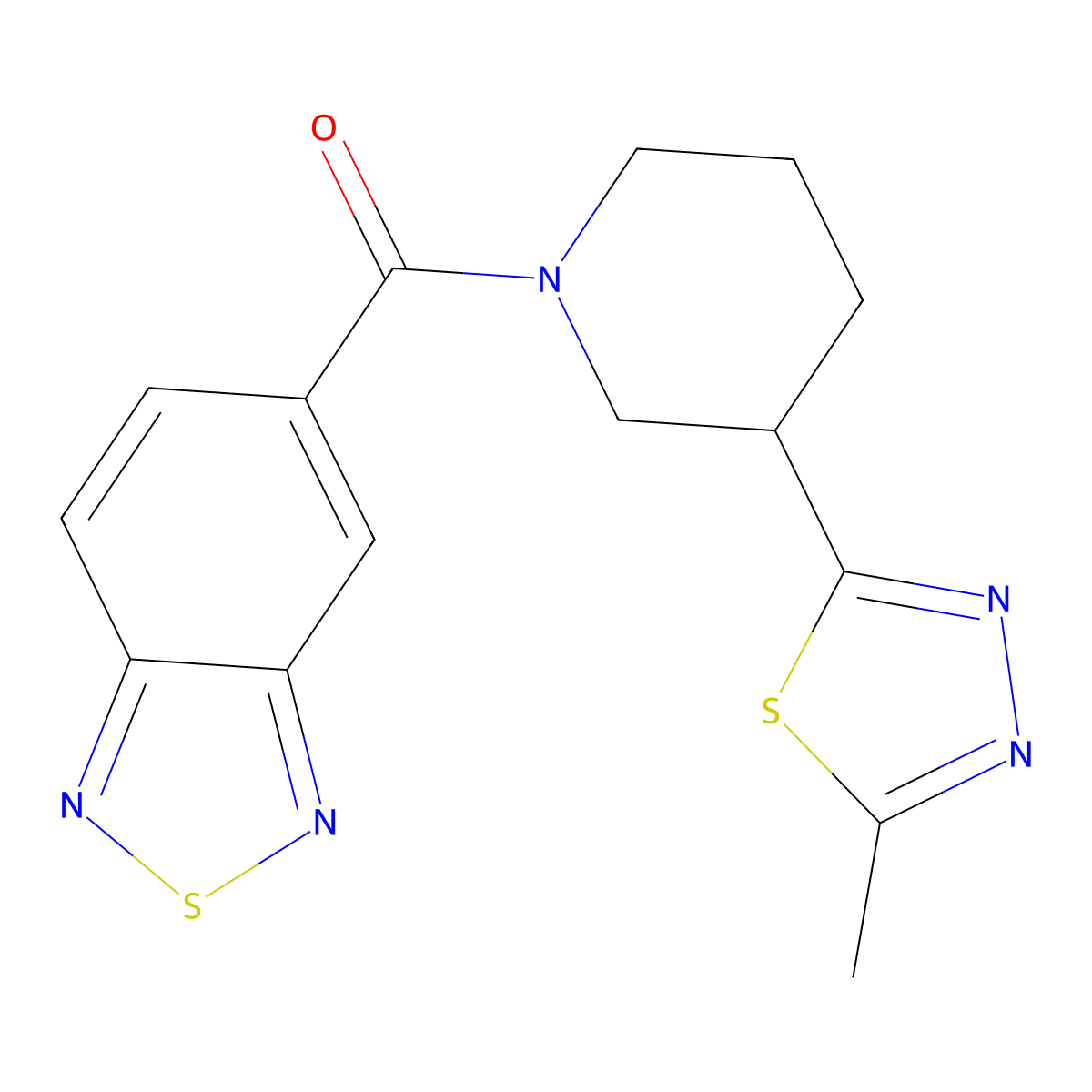 Benzo[c][1,2,5]thiadiazol-5-yl(3-(5-methyl-1,3,4-thiadiazol-2-yl)piperidin-1-yl)methanone molecular structure, CAS 1219903-86-2