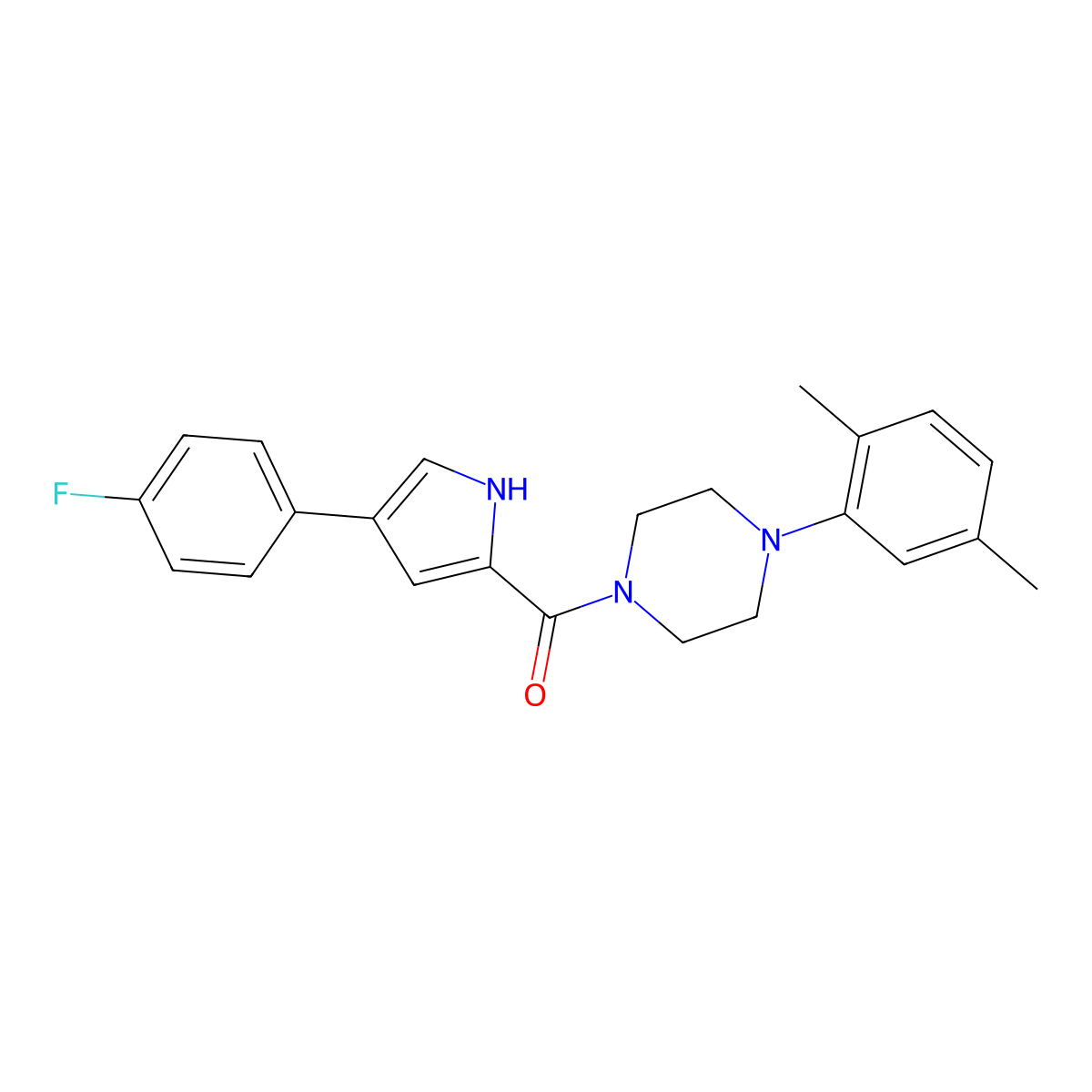 (4-(2,5-dimethylphenyl)piperazin-1-yl)(4-(4-fluorophenyl)-1H-pyrrol-2-yl)methanone molecular structure, CAS 1219903-87-3