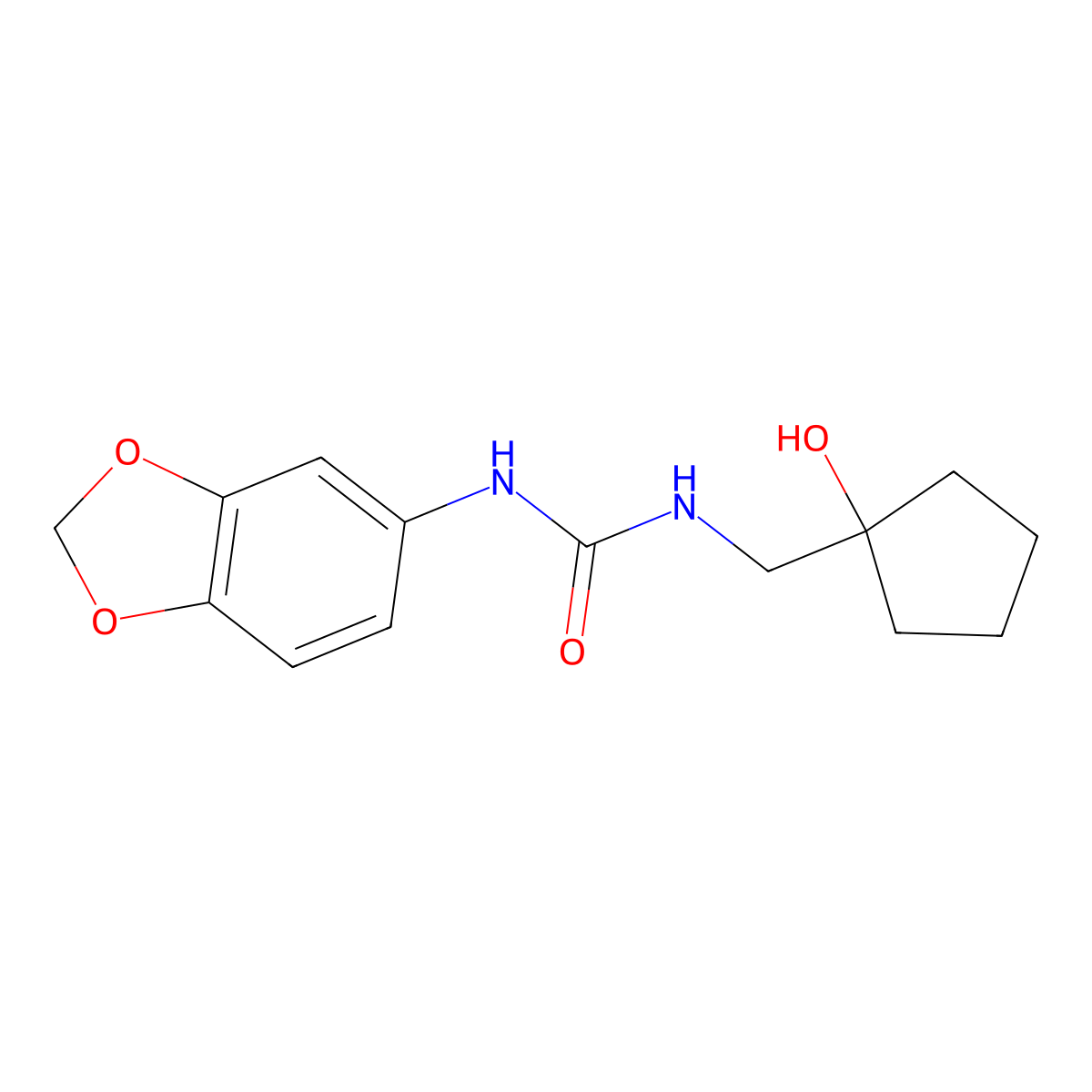 1-(Benzo[d][1,3]dioxol-5-yl)-3-((1-hydroxycyclopentyl)methyl)urea molecular structure, CAS 1219903-91-9