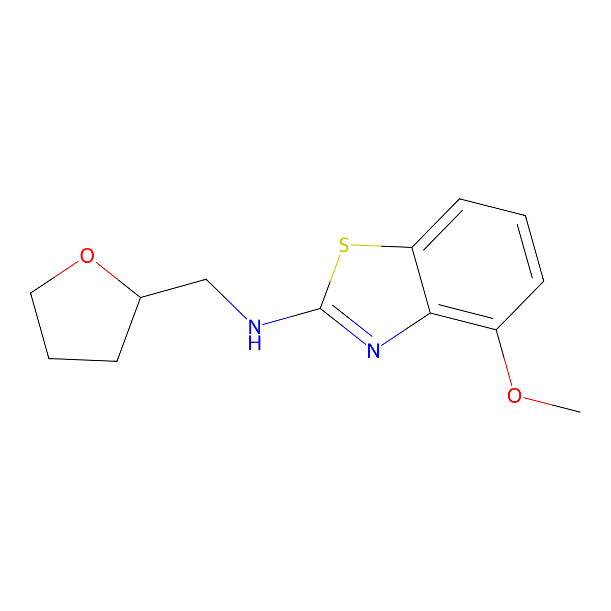 4-methoxy-N-((tetrahydrofuran-2-yl)methyl)benzo[d]thiazol-2-amine molecular structure, CAS 1219903-93-1
