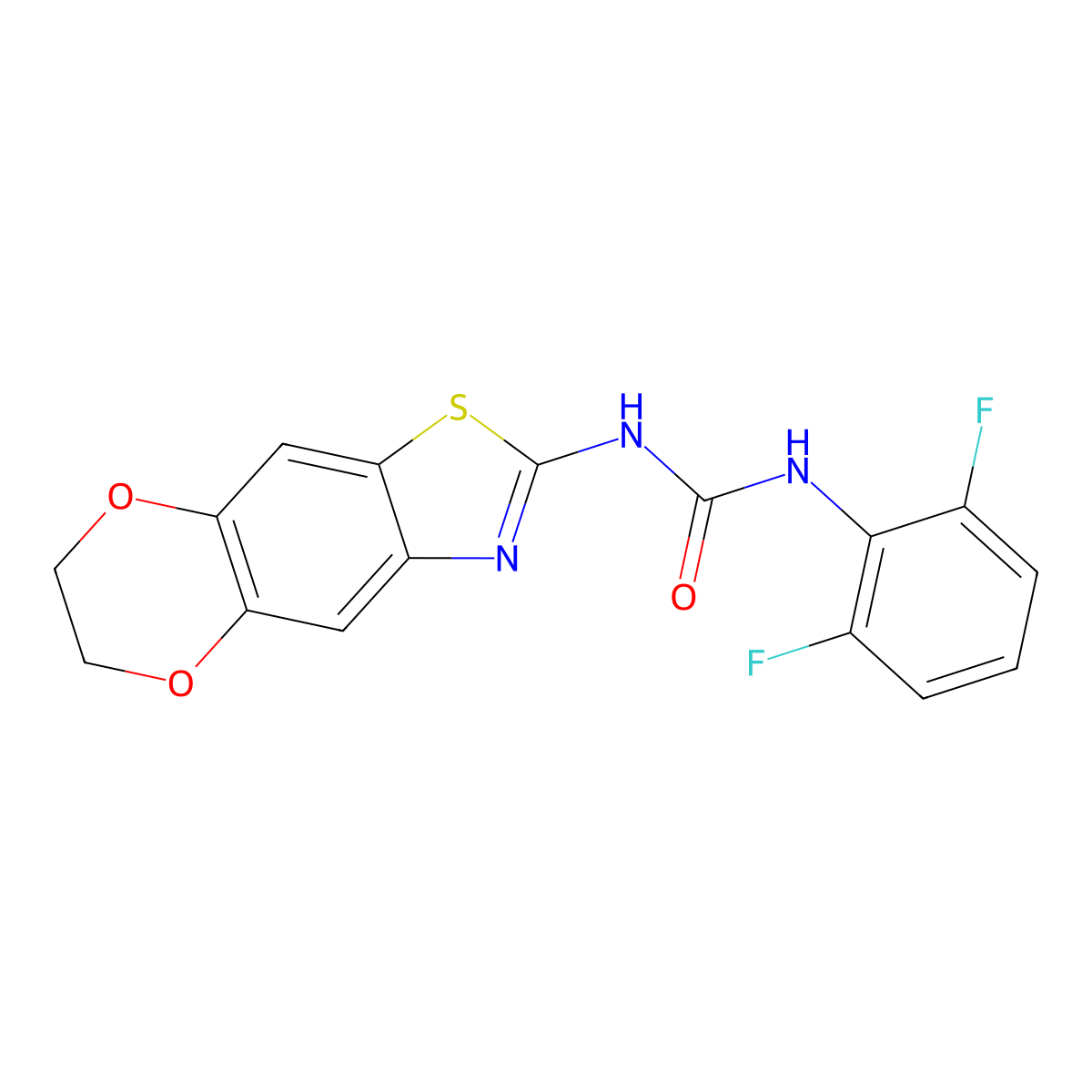 1-(2,6-Difluorophenyl)-3-(6,7-dihydro-[1,4]dioxino[2',3':4,5]benzo[1,2-d]thiazol-2-yl)urea molecular structure, CAS 1219903-95-3