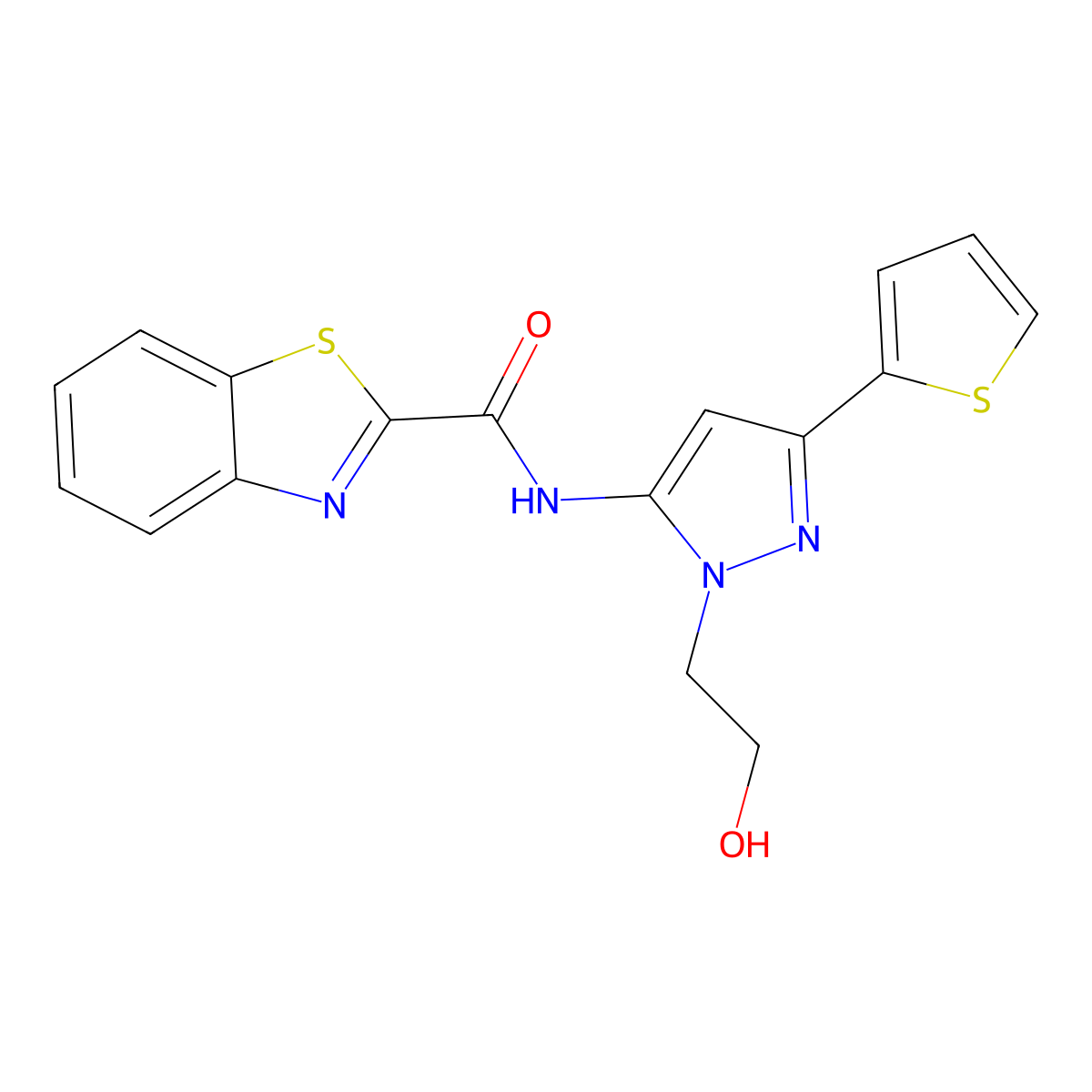 N-(1-(2-hydroxyethyl)-3-(thiophen-2-yl)-1H-pyrazol-5-yl)benzo[d]thiazole-2-carboxamide molecular structure, CAS 1219903-96-4