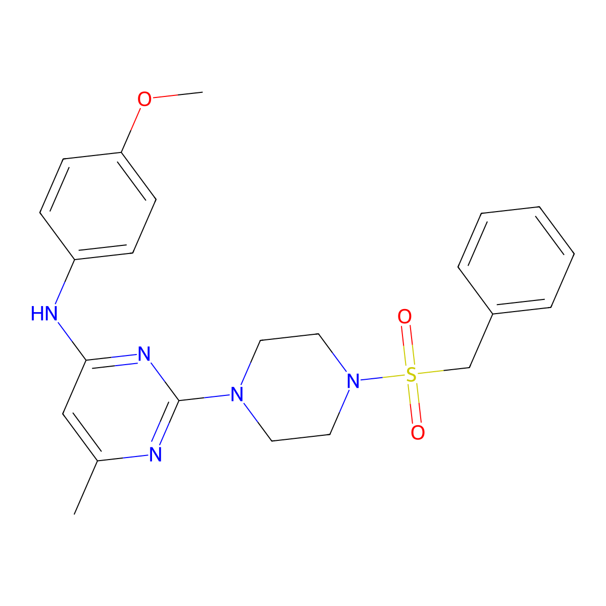 2-(4-(benzylsulfonyl)piperazin-1-yl)-N-(4-methoxyphenyl)-6-methylpyrimidin-4-amine molecular structure, CAS 1219904-01-4