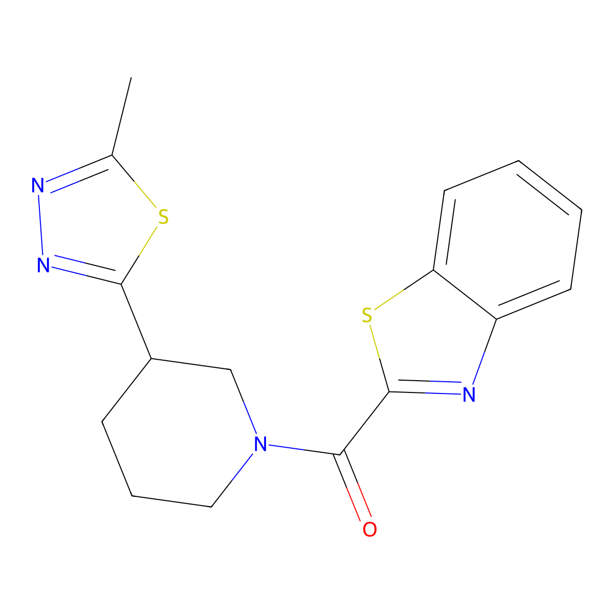2-[3-(5-Methyl-1,3,4-thiadiazol-2-yl)piperidine-1-carbonyl]-1,3-benzothiazole molecular structure, CAS 1219904-07-0