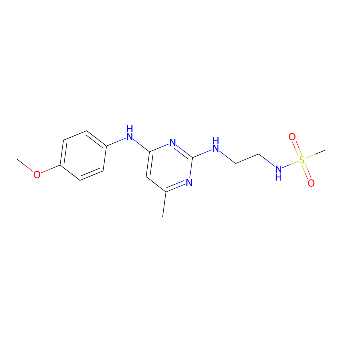 N-[2-({4-[(4-methoxyphenyl)amino]-6-methylpyrimidin-2-yl}amino)ethyl]methanesulfonamide molecular structure, CAS 1219904-11-6