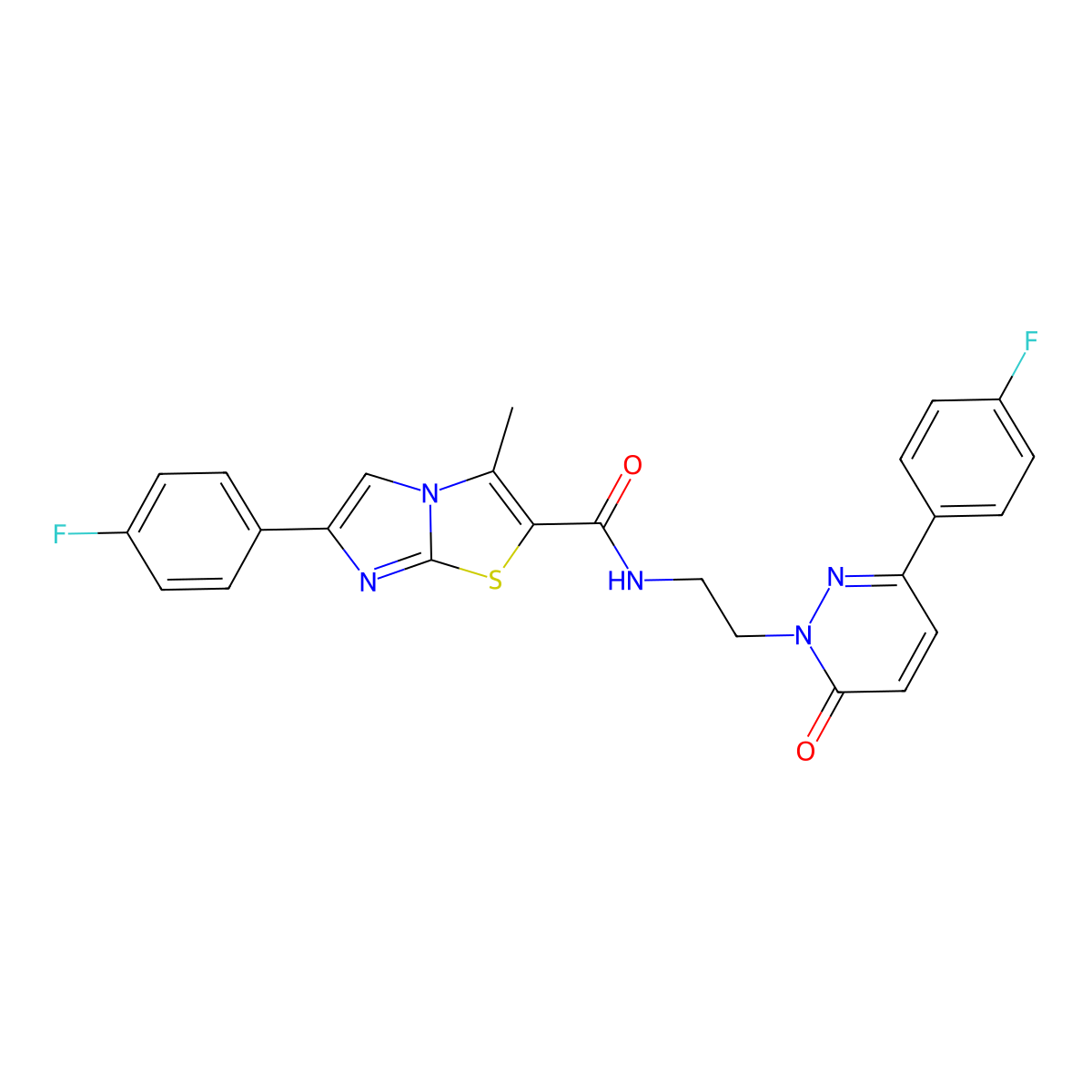 6-(4-fluorophenyl)-N-(2-(3-(4-fluorophenyl)-6-oxopyridazin-1(6H)-yl)ethyl)-3-methylimidazo[2,1-b]thiazole-2-carboxamide molecular structure, CAS 1219904-22-9