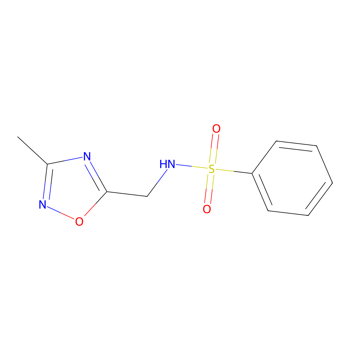 N-((3-methyl-1,2,4-oxadiazol-5-yl)methyl)benzenesulfonamide molecular structure, CAS 1219904-23-0
