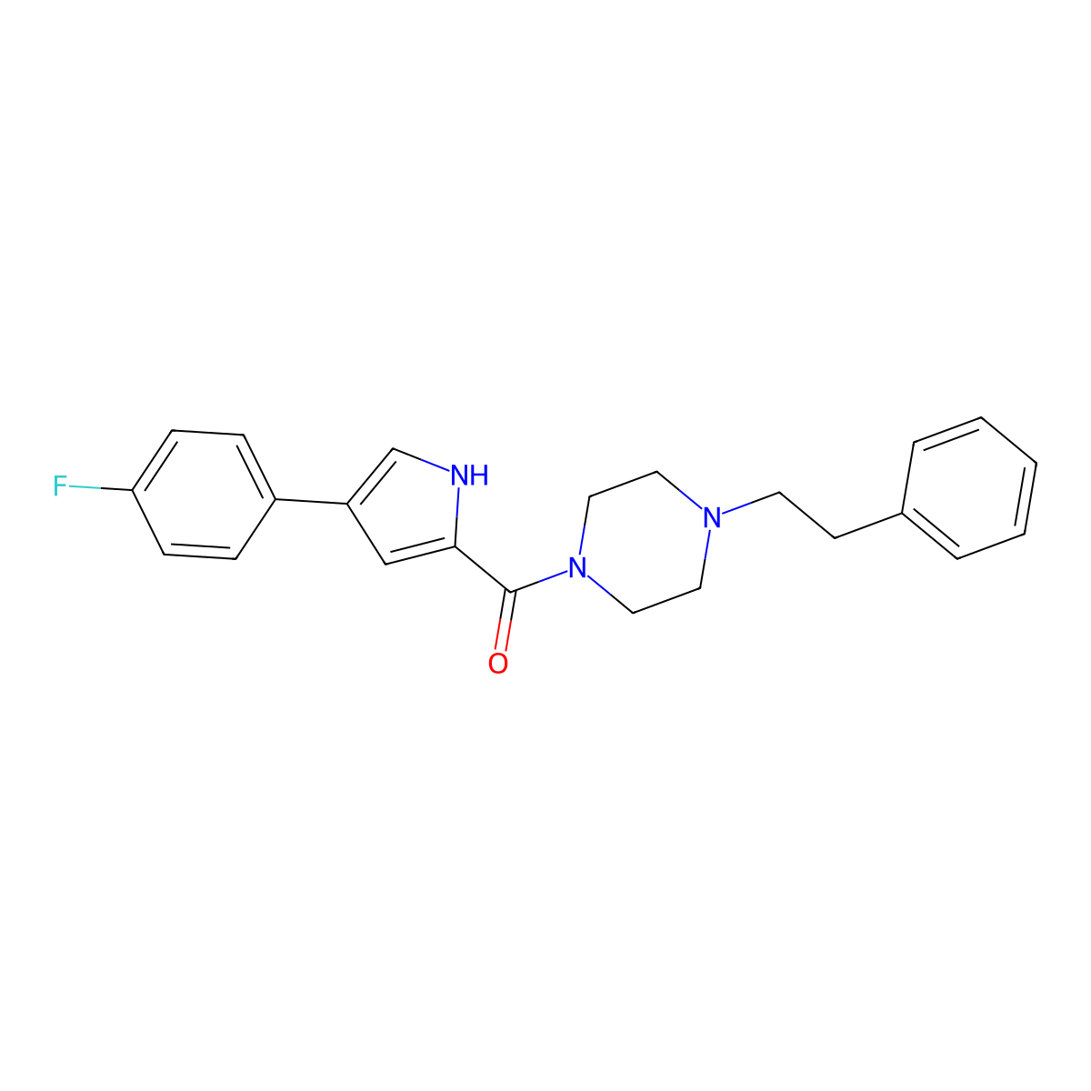 (4-(4-fluorophenyl)-1H-pyrrol-2-yl)(4-phenethylpiperazin-1-yl)methanone molecular structure, CAS 1219904-31-0