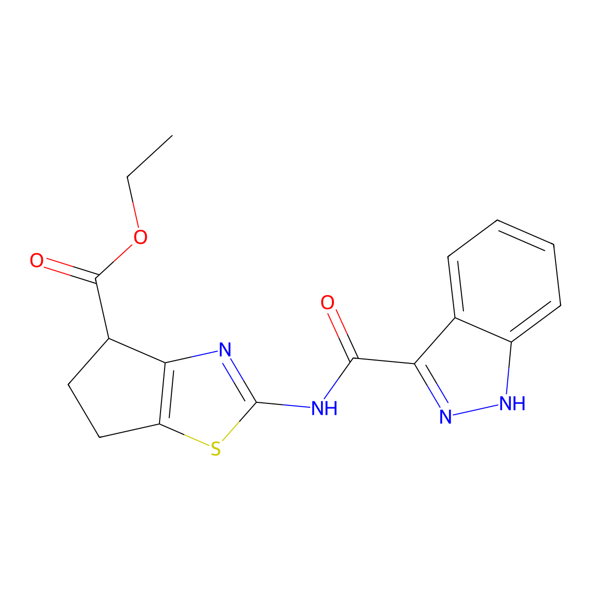 ethyl 2-(1H-indazole-3-carboxamido)-5,6-dihydro-4H-cyclopenta[d]thiazole-4-carboxylate molecular structure, CAS 1219904-41-2