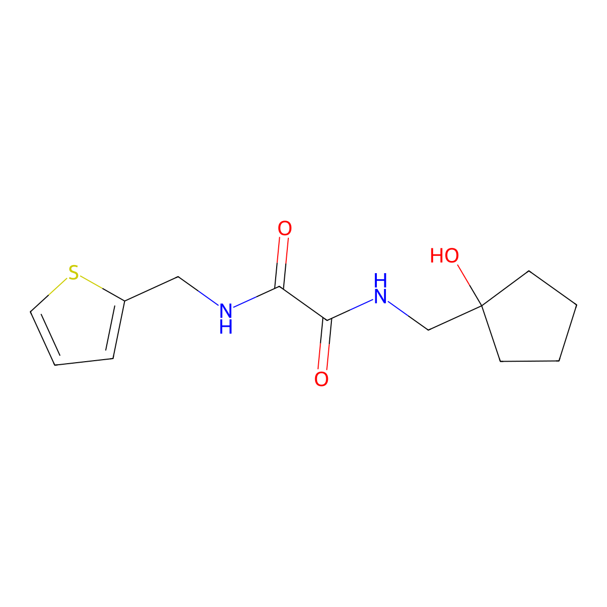 N1-((1-hydroxycyclopentyl)methyl)-N2-(thiophen-2-ylmethyl)oxalamide molecular structure, CAS 1219905-26-6