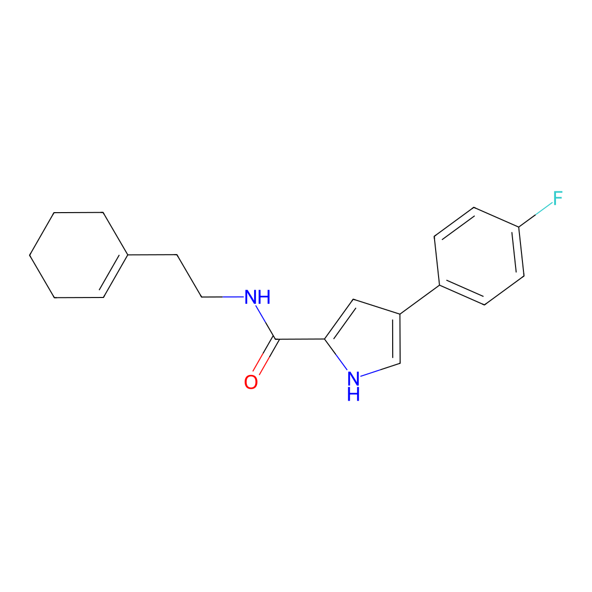 N-(2-(cyclohex-1-en-1-yl)ethyl)-4-(4-fluorophenyl)-1H-pyrrole-2-carboxamide molecular structure, CAS 1219905-31-3