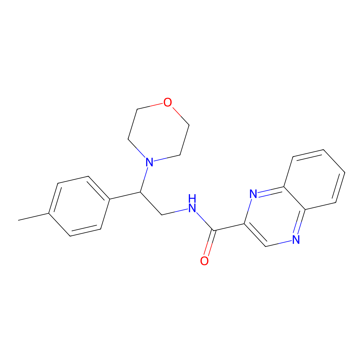 N-(2-morpholino-2-(p-tolyl)ethyl)quinoxaline-2-carboxamide molecular structure, CAS 1219905-38-0