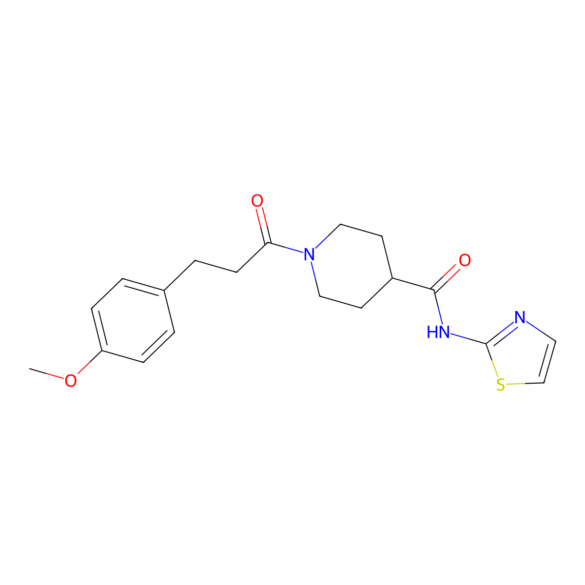 1-(3-(4-methoxyphenyl)propanoyl)-N-(thiazol-2-yl)piperidine-4-carboxamide molecular structure, CAS 1219905-44-8