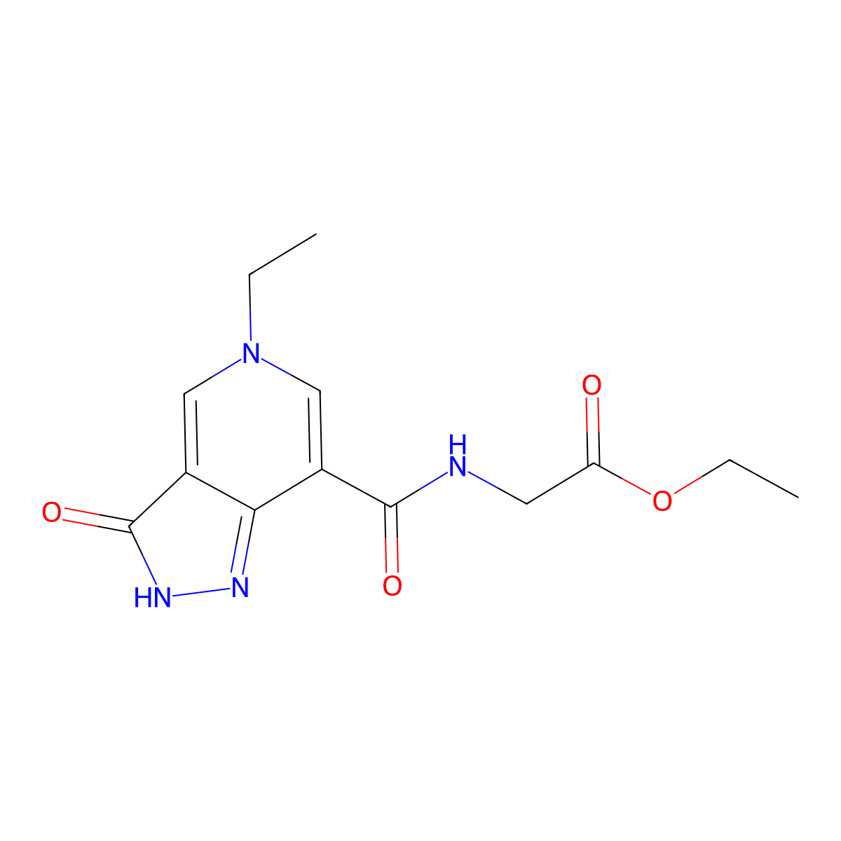 ethyl 2-(5-ethyl-3-oxo-3,5-dihydro-2H-pyrazolo[4,3-c]pyridine-7-carboxamido)acetate molecular structure, CAS 1219905-46-0