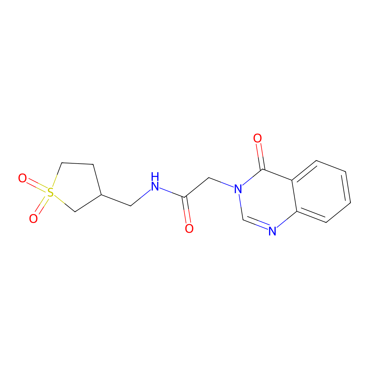 N-((1,1-dioxidotetrahydrothiophen-3-yl)methyl)-2-(4-oxoquinazolin-3(4H)-yl)acetamide molecular structure, CAS 1219905-51-7
