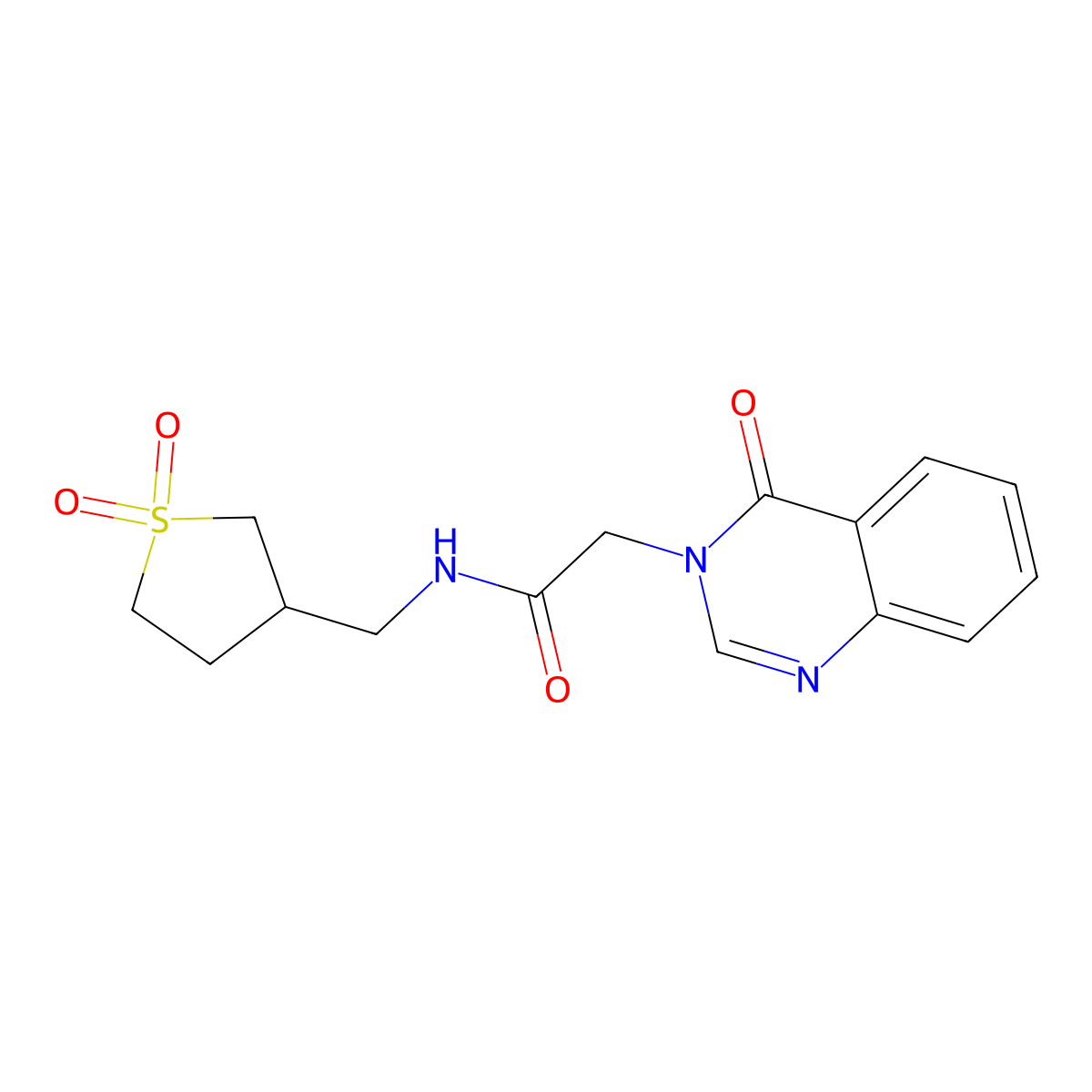 N-((1,1-dioxidotetrahydrothiophen-3-yl)methyl)-2-(4-oxoquinazolin-3(4H)-yl)acetamide molecular structure, CAS 1219905-51-7