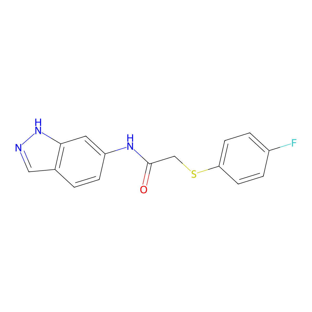 2-((4-fluorophenyl)thio)-N-(1H-indazol-6-yl)acetamide molecular structure, CAS 1219905-54-0